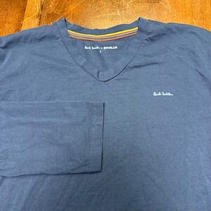 Paul Smith Starlux Collab Long Sleeve T-Shirt Mens L Navy V-Neck Artist Stripe
